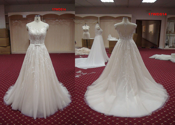 Custom Made White Lace A Line Ball Gown Wedding Dress For Older Brides Floor Length