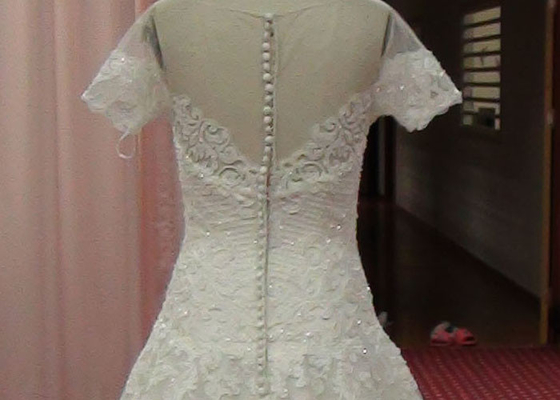 Luxury Strapless A Line Wedding Dress , Ladies White A Line Chiffon Wedding Dress