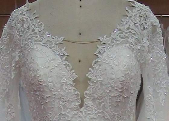 Modest Soft Lace Mermaid Style Wedding Dress With Long Sleeves Appliqued Decor