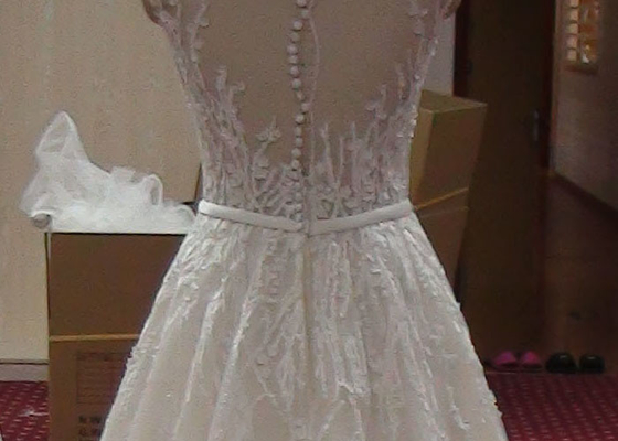 Custom Made White Lace A Line Ball Gown Wedding Dress For Older Brides Floor Length