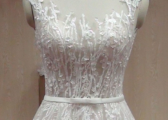 Custom Made White Lace A Line Ball Gown Wedding Dress For Older Brides Floor Length