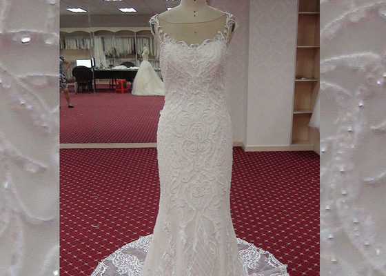 Traditional A Line Mermaid Wedding Dresses , Fishtail Court Train Wedding Dress