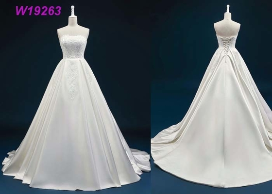 Netand Satin Champagne Bridal Ball Gowns For Ladies Strapless Multi Color Optional