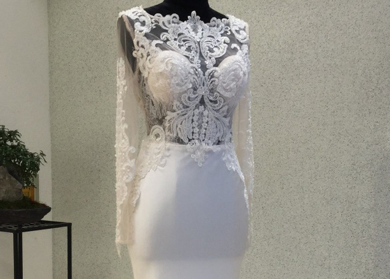 Manual Nail Bead Fitted A Line Wedding Dress / Long A Line Tulle Wedding Dress