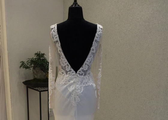 Manual Nail Bead Fitted A Line Wedding Dress / Long A Line Tulle Wedding Dress