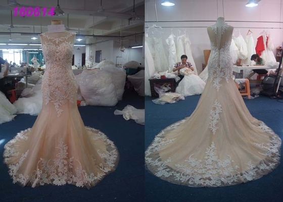 Lovely Lace Multi Colored Wedding Gowns Column Embroidered Celebrity Mermaid