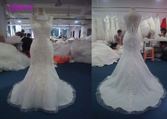 Luxury Sweetheart Ivory Mermaid Style Wedding Dress With Beaded Appliques 100% Polyester