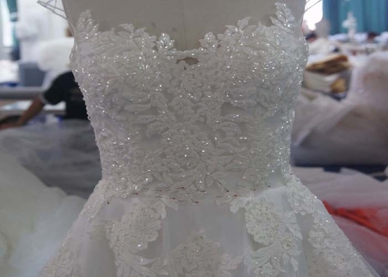 All Handwork Pregnant A Line Ball Gown Wedding Dress With Train Sexy Backless