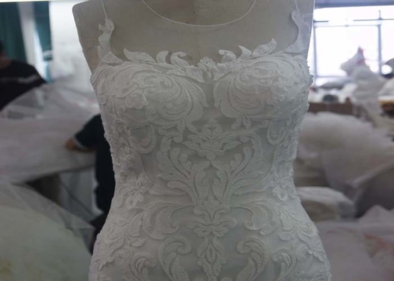 Nude Slimming Mermaid Style Wedding Dress With Fish Tail Long Sleeve Beading
