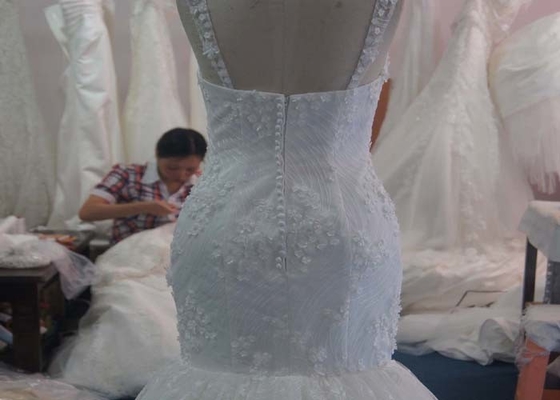 Romantic Mermaid Wedding Dress With Straps / Unique Sleeveless Mermaid Wedding Dress