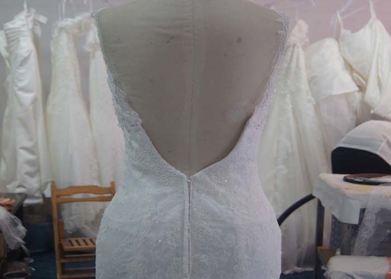 Beading Backless Ivory Mermaid Female Wedding Dress With Floor - Length Hemline