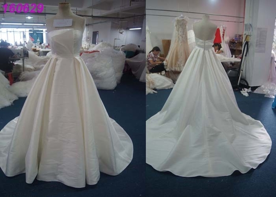 All Size Plain Crepe Female Wedding Dress For Bridal 150cm Satin Long Big Tail