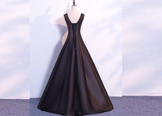 Women Deep Black Strapless Prom Dress / Sexy European Prom And Evening Dresses