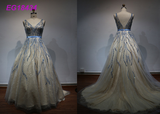 Luxury Bead Work Prom Ball Gowns For Women Special Occasion Evening Embroidered