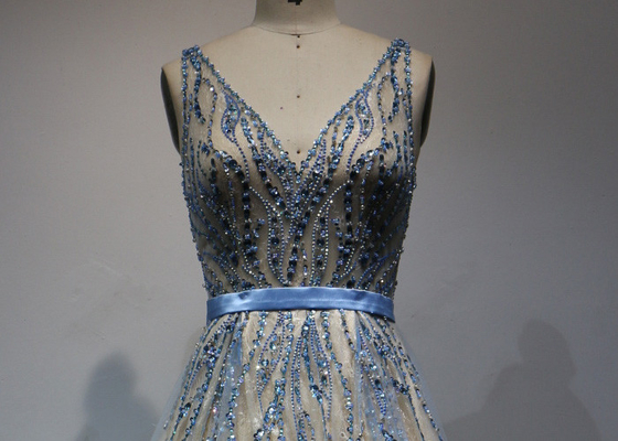 Luxury Bead Work Prom Ball Gowns For Women Special Occasion Evening Embroidered