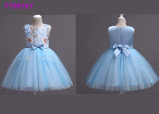 Beach Fancy Blue Childrens Flower Girl Dresses Tulle 100% Polyester Customized Size