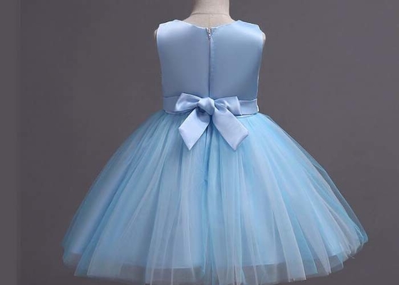 Beach Fancy Blue Childrens Flower Girl Dresses Tulle 100% Polyester Customized Size
