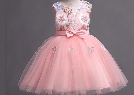 Beach Fancy Blue Childrens Flower Girl Dresses Tulle 100% Polyester Customized Size