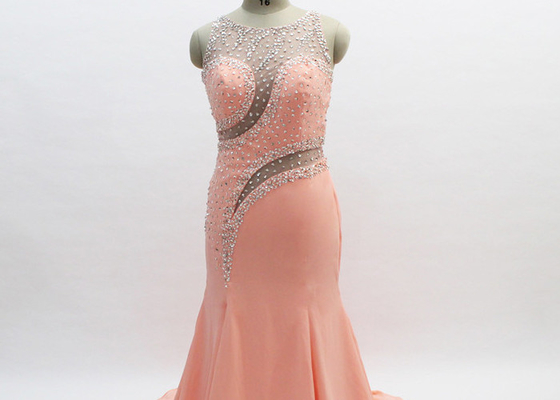 Festival Party Pink Mermaid Prom Dress / Appliqued Couture Prom Dresses O Neckline