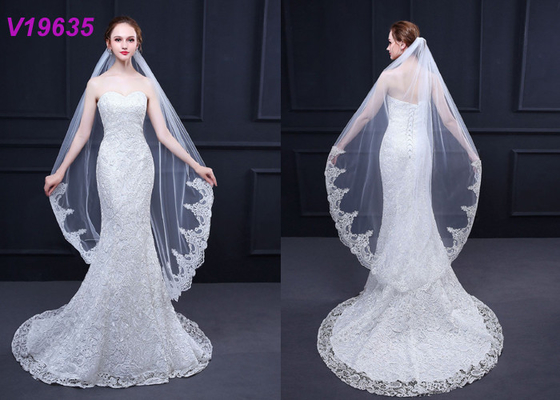 Modern Bridal Wedding Gown Accessories Veils 3 M With Hair Comb Sequins Technics