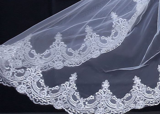Modern Bridal Wedding Gown Accessories Veils 3 M With Hair Comb Sequins Technics
