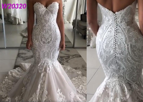Perfect Mermaid Wedding Gowns Stylish Lace Matched For Client Design