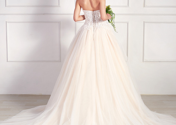 A - Line Wedding Wear Dresses Strapless Appliques Princess Bridal Gown