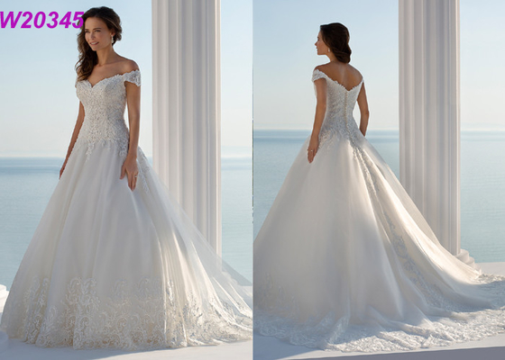 Cap Sleeve Off-Shoulder Court Train robe de soiree New Arrival Bridal Ball Gowns
