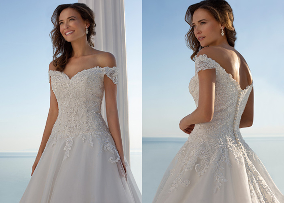 Cap Sleeve Off-Shoulder Court Train robe de soiree New Arrival Bridal Ball Gowns