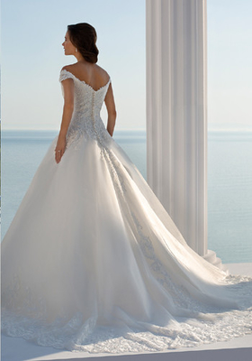 Cap Sleeve Off-Shoulder Court Train robe de soiree New Arrival Bridal Ball Gowns