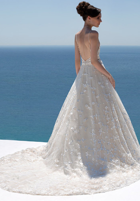 Sweetheart Neckline Spaghetti Straps Floral Lace and Tulle Bridal Ball Gowns