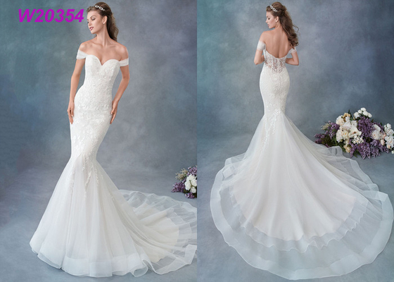 Embroidered Lace / Tulle / English Net Mermaid Style Wedding Dress Detachable Cap Sleeve