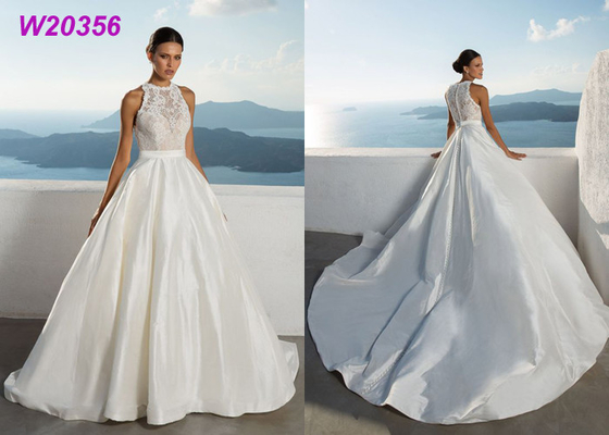 Ivory Lace Appliques Bridal Dress Muslim Plus Size Princess Bridal Ball Gowns