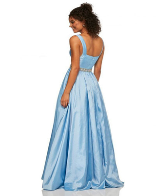 Sleeveless Luxuey Floor Length Prom Ball Gowns Sweet Party Dress In Blue
