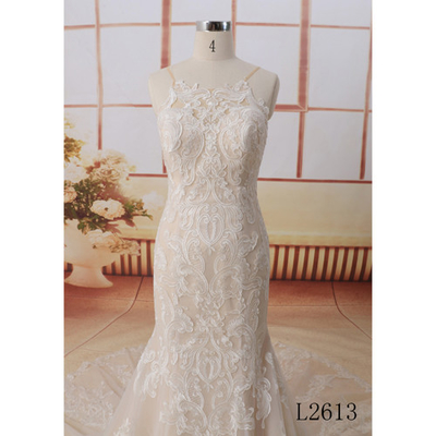 Off White Luxury Lace Wedding Gowns Vestido De Noiva Spaghetti Sweep Train