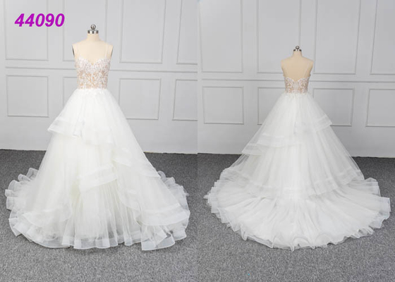 Custom A Line Ball Gown Wedding Dress Brides Spaghetti Strap Dream Designer