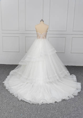 Custom A Line Ball Gown Wedding Dress Brides Spaghetti Strap Dream Designer