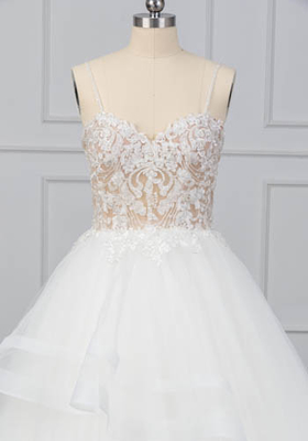 Custom A Line Ball Gown Wedding Dress Brides Spaghetti Strap Dream Designer